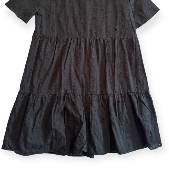 NWT Madewell Eyelet Button-Front Tiered Mini‎ Dress XSP, Black - Picture 9 of 13